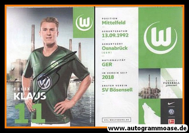 Autogramm Fussball | VfL Wolfsburg | 2018 | Felix KLAUS