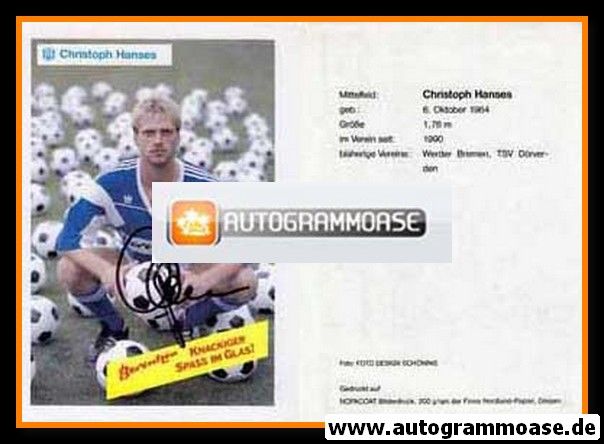 Autogramm Fussball | SV Meppen | 1990 | Christoph HANSES (Rückseite Spielerinfos)