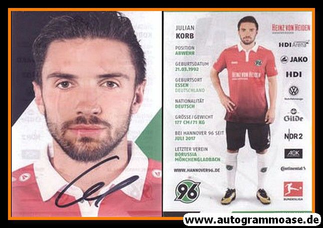 Autogramm Fussball | Hannover 96 | 2017 | Julian KORB