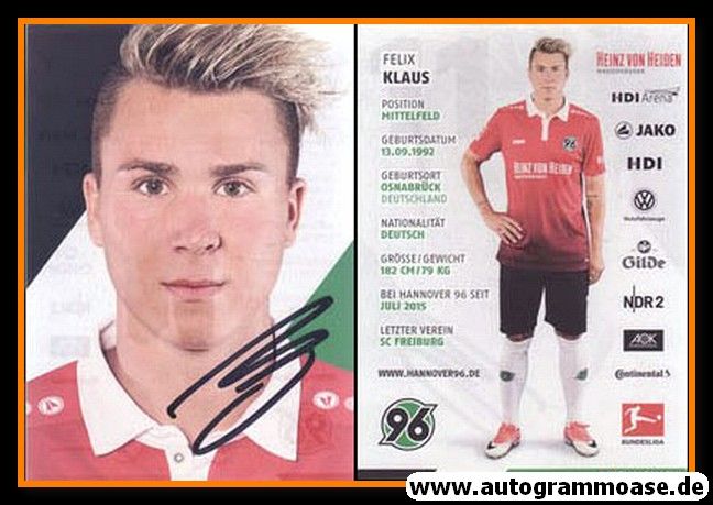Autogramm Fussball | Hannover 96 | 2017 | Felix KLAUS
