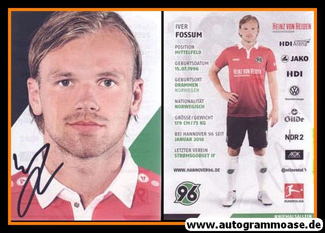 Autogramm Fussball | Hannover 96 | 2017 | Iver FOSSUM