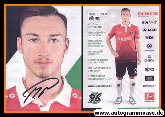 Autogramm Fussball | Hannover 96 | 2017 | Mike Steven BÄHRE