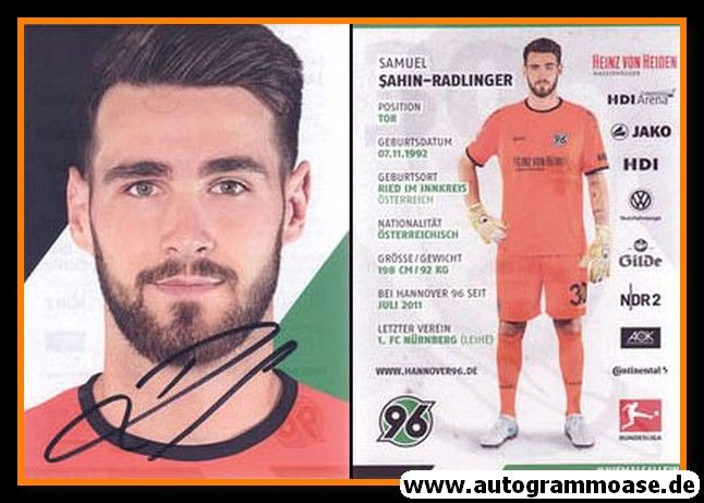 Autogramm Fussball | Hannover 96 | 2017 | Samuel SAHIN-RADLINGER