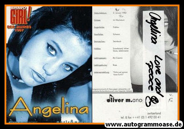 Autogramm Celebrity | ANGELINA | 1997 (Bravo Girl)
