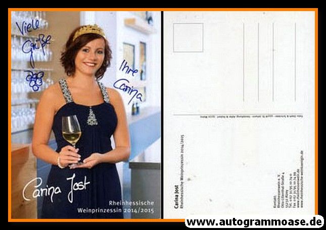 Autogramm Weinprinzessin | Carina JOST | 2014 (Rheinhessen)