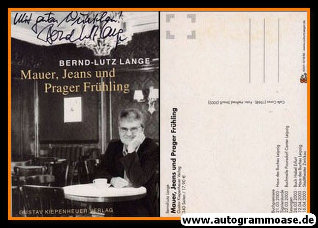 Autogramm Literatur | Bernd-Lutz LANGE | 2003 "Mauer, Jeans, ...)