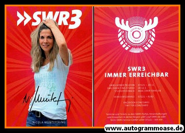 Autogramm Radio | SWR3 | Nicola MÜNTEFERING | 2010er (Portrait rot)