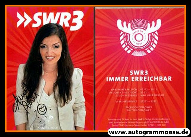 Autogramm Radio | SWR3 | Anneta POLITI | 2010er (Portrait rot)
