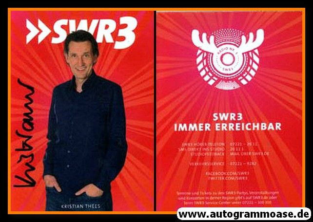 Autogramm Radio | SWR3 | Kristian THEES | 2010er (Portrait rot)
