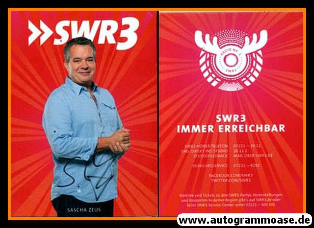 Autogramm Radio | SWR3 | Sascha ZEUS | 2010er (Portrait rot)