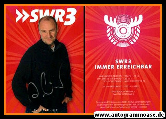 Autogramm Radio | SWR3 | Andreas MÜLLER | 2010er (Portrait rot)