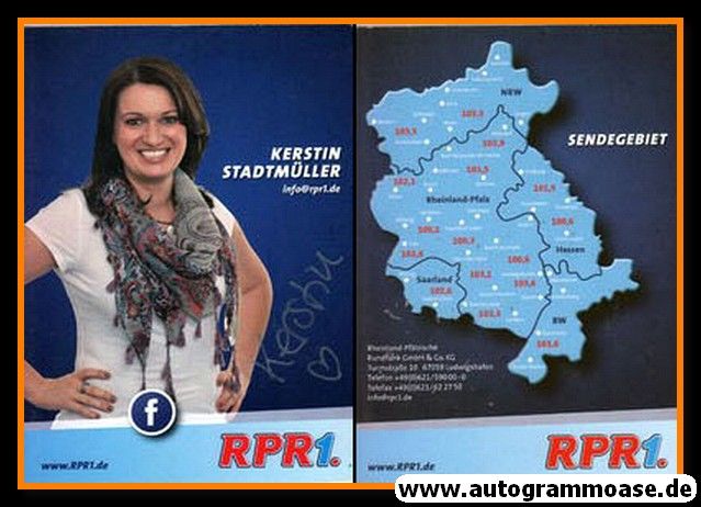 Autogramm Radio | RPR1. | Kerstin STADTMÜLLER | 2010er (Portrait blau)