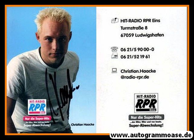 Autogramm Radio | RPR1. | Christian HAACKE | 2000er (Portrait blau)