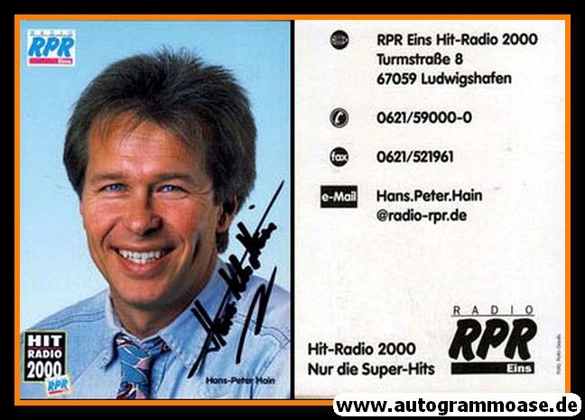 Autogramm Radio | RPR1. | Hans-Peter HAIN | 2000er (Portrait blau)