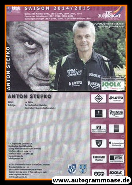 Autogramm Tischtennis | TTC Zugbrücke Grenzau | 2014 | Anton STEFKO