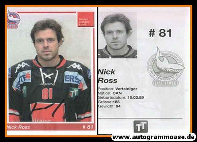 Autogramm Eishockey | HC Innsbruck | 2014 | Nick ROSS