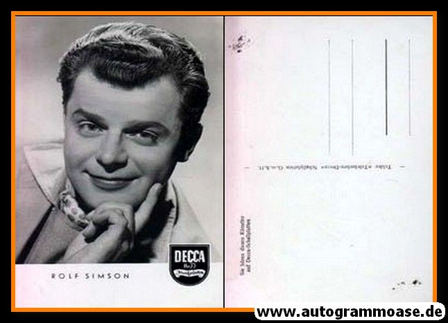 AK Schlager | Rolf SIMSON | 1950er (Portrait SW) Decca