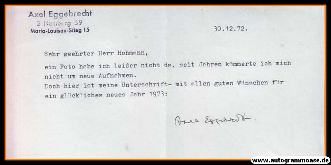 Autogramm Literatur | Axel EGGEBRECHT | 1972 (Brief)