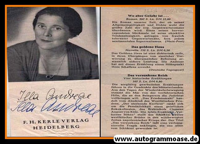 Autogramm Literatur | Illa ANDREAE | 1950er (Portrait SW)