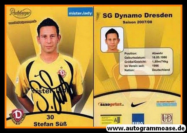 Autogramm Fussball | Dynamo Dresden | 2007 | Stefan SÜSS