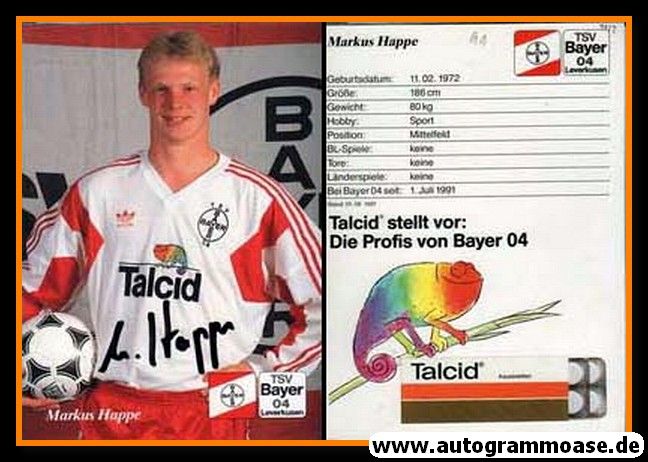 Autogramm Fussball | Bayer Leverkusen | 1991-2 | Markus HAPPE