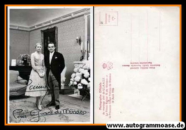 Autogramme Adel | Grace + Rainier DE MONACO | 1956 Druck (Hochzeitsbild)