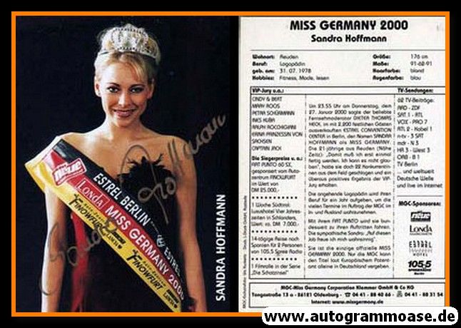 Autogramm Model | Sandra HOFFMANN | 2000 (Portrait Color) Miss Germany