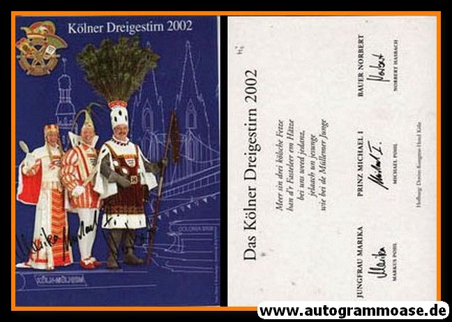 Autogramme Karneval | KÖLNER DREIGESTIRN | 2002 (Portrait Color)