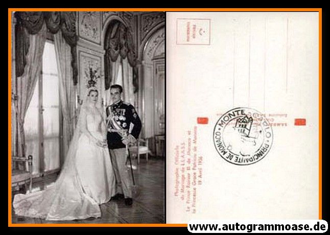 AK Adel | Grace + Rainier DE MONACO | 1956 (Hochzeitsbild)