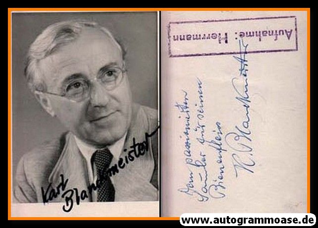 Autogramm Regisseur | Karl BLANCKMEISTER | 1970er (Portrait SW)