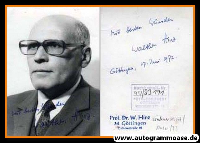 Autogramm Wissenschaft | Walther HINZ | 1970er (Portrait SW) Iranologe