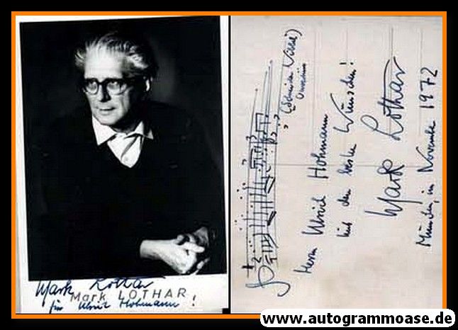 Autogramm Komponist | Mark LOTHAR | 1970er (Portrait SW) + Notenzitat