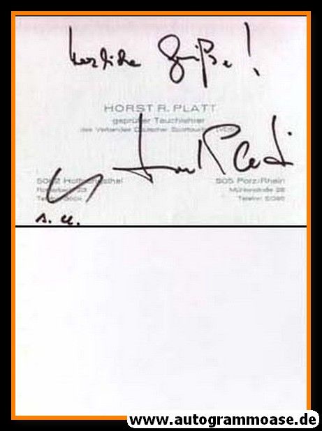 Autogramm Tauchen | Horst R. PLATT (Visitenkarte)