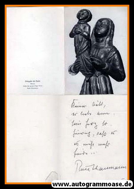 Autogramm Kunst / Literatur | Ruth SCHAUMANN | 1970er (Kunstkarte "Hingabe Der Seele")