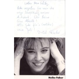 Autogramm Schauspieler | Heike FABER | 1990er (Portrait SW) + Brief
