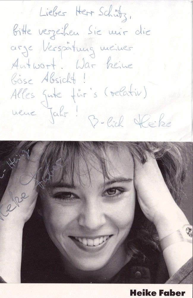 Autogramm Schauspieler | Heike FABER | 1990er (Portrait SW) + Brief