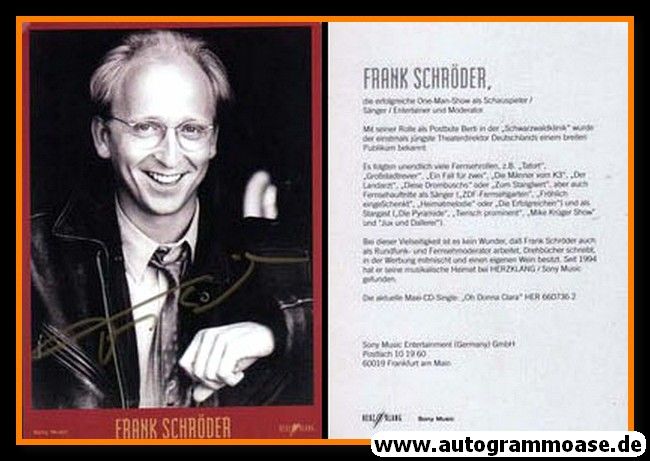 Autogramm Schauspieler | Frank SCHRÖDER | 1990er (Portrait SW) 2