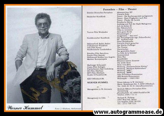 Autogramm Schauspieler | Werner HUMMEL | 1980er (Portrait SW)