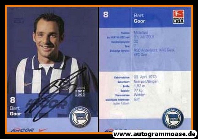 Autogramm Fussball | Hertha BSC Berlin | 2002 | Bart GOOR