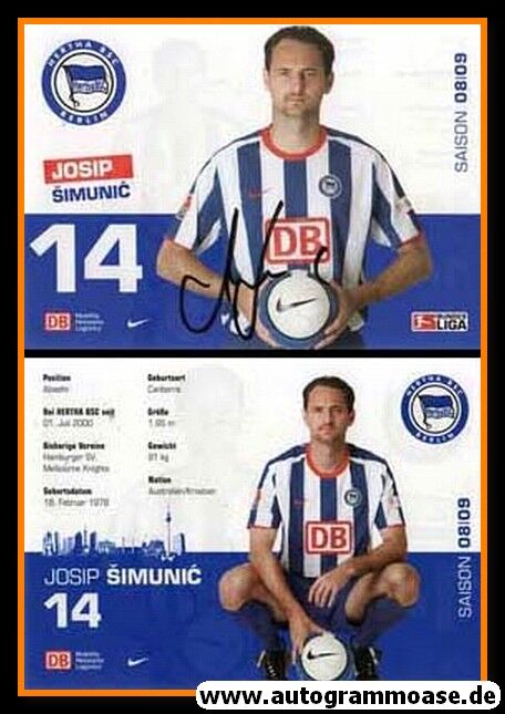 Autogramm Fussball | Hertha BSC Berlin | 2008 | Josip SIMUNIC