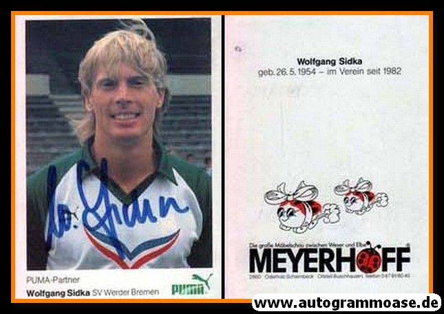 Autogramm Fussball | SV Werder Bremen | 1984 | Wolfgang SIDKA