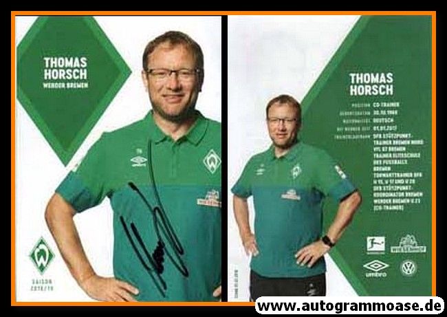 Autogramm Fussball | SV Werder Bremen | 2018 | Thomas HIRSCH