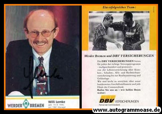 Autogramm Fussball | SV Werder Bremen | 1995 | Willi LEMKE