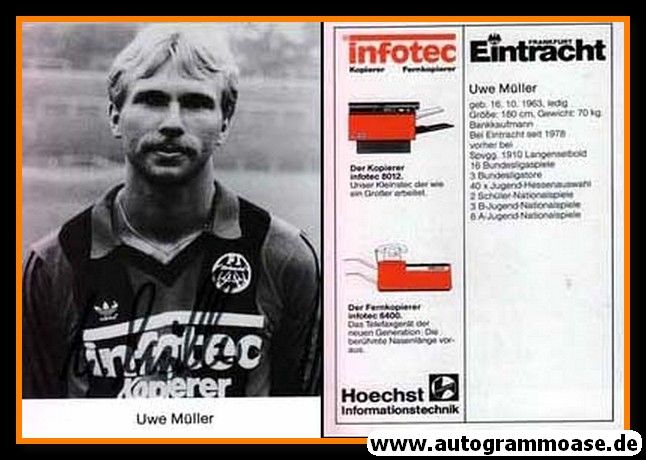 Autogramm Fussball | Eintracht Frankfurt | 1983 | Uwe MÜLLER (SW)