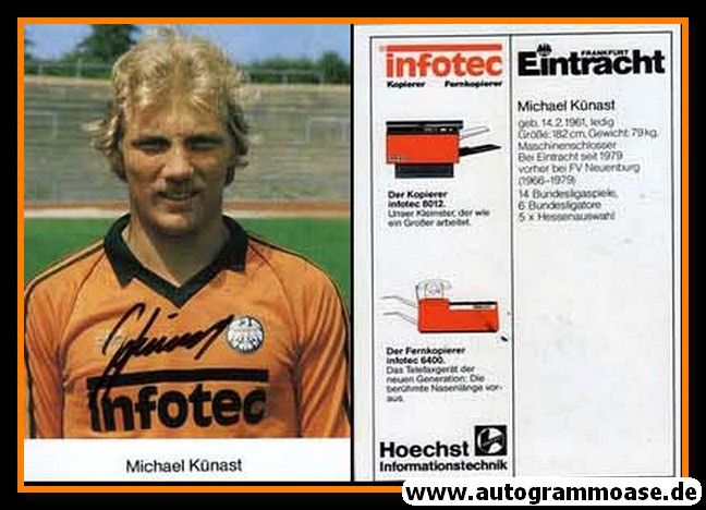Autogramm Fussball | Eintracht Frankfurt | 1983 | Michael KÜNAST