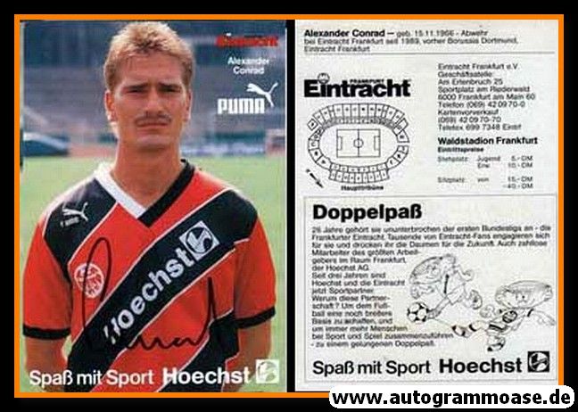 Autogramm Fussball | Eintracht Frankfurt | 1989 | Alexander CONRAD
