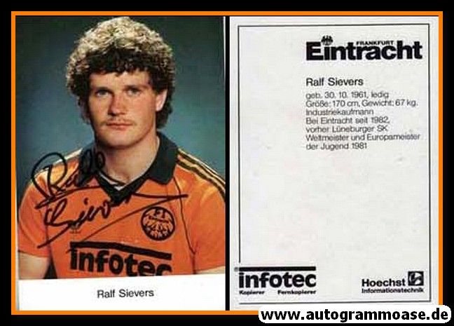 Autogramm Fussball | Eintracht Frankfurt | 1982 | Ralf SIEVERS
