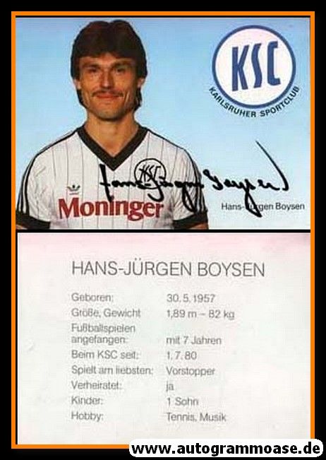 Autogramm Fussball | Karlsruher SC | 1984 | Hans-Jürgen BOYSEN