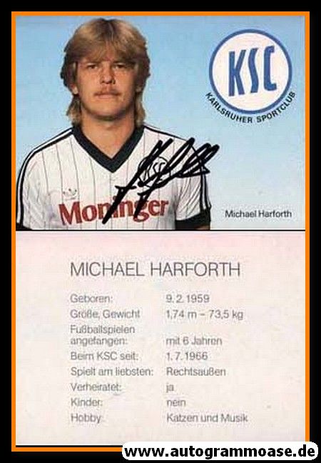 Autogramm Fussball | Karlsruher SC | 1984 | Michael HARFORTH