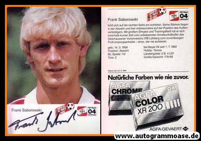 Autogramm Fussball | Bayer Leverkusen | 1984 | Frank SABOROWSKI